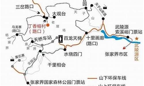 张家界旅游攻略景区路线示意图_张家界景区旅游路线